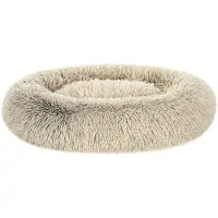 Feandrea Fluffy Hondenbed, Kattenbed, Donutkussen, Wasbaar, Uitneembare Middenvulling, Lange Pluche, Diameter 90 cm, Ombre-Khaki PGW041S01