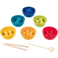 Goki Evolution: KLEURENSORTEERSPEL Sorterino, 29-delig, bowl diam.12xH6cm, vilt en hout, Made in Europe, 3+