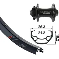 Xlc Black Rock Front Wheel 26x1.9" XLC Disc 6-bolt TA 15mm, zwart 32H 2021 MTB voorwielen