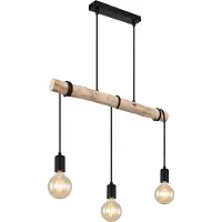 Globo 3 Lichts Eettafel Hanglamp Gregor Zwart Met Hout