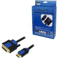 Logilink CHB3110 DVI-kabel DVI / HDMI Adapterkabel DVI-D 18+1-polige stekker, HDMI-A-stekker 10.00 m Zwart Vergulde steekcontacten, Schroefbaar