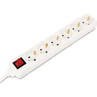 Bachmann SELLY stekkerdoos 6x geaard contact, schakelaar, wit, 1,5 m