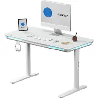 Sense7 NOMO - Gaming bureau - In hoogte verstelbaar computerbureau - 120 x 60 cm - Tafelblad van gehard glas - USB-C 3.0 - Traploos verstelbaar Ambient