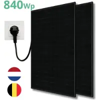 LDY Zonnepaneelsysteem voor balkon, 820W, met micro-omvormer - 2x 400Wp zwarte zonnepanelen + 800 Watt micro-omvormer