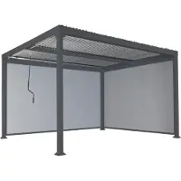 Mendler Aluminium pergola -L41 met 2x zijwand, lamellenpaviljoen, stevig 8cm metalen frame 3x3,7m ~ antraciet