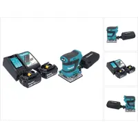 Makita DBO 484 RG accu vlakschuurmachine 18 V 112 x 102 mm + 2x accu 6.0 Ah + lader