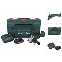 Metabo W 18 L BL 9-125 accu haakse slijper 18 V 125 mm borstelloos + 1x accu 4,0 Ah + oplader + metaBOX