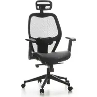 Hjh OFFICE AIR-PORT | Achterkant mesh | Zitting leer - Professionele bureaustoel Zwart