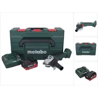 Metabo W 18 L BL 9-125 accu-haakse slijper 18 V 125 mm borstelloos + 1x accu 5,5 Ah + oplader + metaBOX