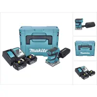 Makita DBO 484 RGJ Accu vlakschuurmachine 18 V 112 x 102 mm + 2x accu 6.0 Ah + lader + Makpac