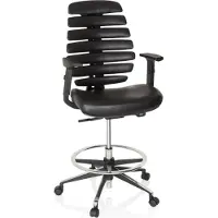 Hjh OFFICE ERGO LINE II WORK kunstleder - Werkstoel / werkkruk/ verhoogde bureaustoel Zwart