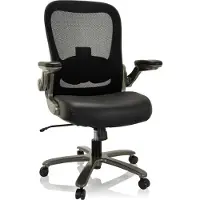 Hjh OFFICE Zware bureaustoel / Bureaustoel INSTRUCTOR T I Titan XXL Netstof / Leder zwart