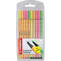 Stabilo Pen 68 - Viltstift - STABILO point 88 - Fineliner - Combinatie Etui - Neon Kleuren