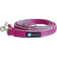 AnnyX verstelbare Hondenriem - FUN – fuchsia-grijs - Lengte 3 meter - 2,5cm breed - politielijn - Trainingslijn - Voor middelgrote tot grote honden