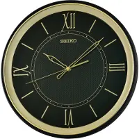 Seiko QXA834K Wandklok, quartz, met stille gang, zwart/goudkleurig
