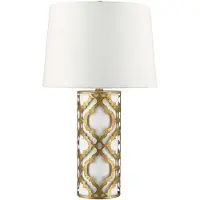 Elstead Lighting LED Tafellamp Arabella | 1X E27 Max 60W | Distressed Gold, Ivory Shade