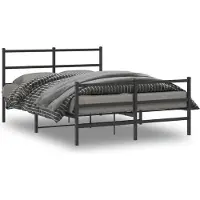vidaXL - Bedframe - met - hoofd- - en - voeteneinde metaal - zwart - 135x190 - cm