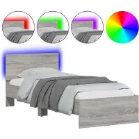 vidaXL Bedframe met hoofdeinde en LED-licht grijs sonoma 180x200 cm