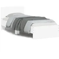 vidaXL Bedframe met hoofdbord bewerkt hout wit 75x190 cm