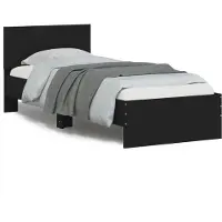 vidaXL Bedframe met hoofdeinde bewerkt hout zwart 90x200 cm