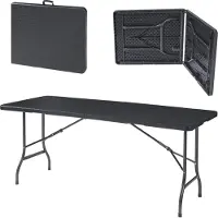 En.casa Klaptafel Mark tuintafel 180x75x72 cm rechthoek rotan look zwart []