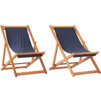 vidaXL Strandstoelen 2 st inklapbaar stof blauw