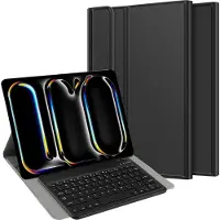 Just in Case tablet Hoes met Toetsenbord geschikt voor iPad Pro 13 (2025 / 2024) M5 / M4 - QWERTY Bluetooth Keyboard Case - Zwart