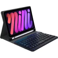 Just in Case Premium Bluetooth toetsenbord boekhoes zwart Apple iPad Mini 2024 (Eng. Int.), Tablet toetsenbord, Zwart