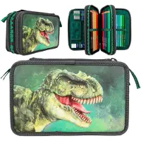 Dino World Groen Met 3d-effect (0412475) Drievoudig Etui