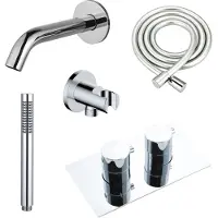 FortiFura Calvi Badkraan set - uitloop - 22cm inkortbaar - gladde slang - staafhanddouche - inbouwdeel - wandhouder - chroom SW542643/SW706209/SW721166/SW1122510/SW496810