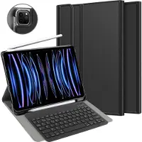 Cazy iPad Pro 2021 Hoes met Toetsenbord - 12.9 inch - AZERTY Slimline - Zwart