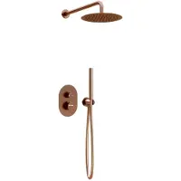 Guido Gusto Thermostatische Inbouw regendouche met wandarm 25cm douchekop copper