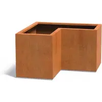 HetTuinstel.nl Cortenstaal plantenbak L-vorm L100xL100xB50xH60cm - Met bodem