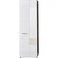 Trendteam Garderobe, garderobekast, model Sardegna, kleur rookzilver, materiaal melamine/wit, hoogglans, diepgetrokken, afmetingen 60 x 191 x 35 cm