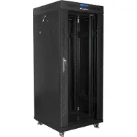 Lanberg vrijstaande 19-inch serverkast, 27U, 600x600, met glazen deur en LCD-scherm, zwarte uitvoering. Vrijstaand rack, 27U, draagvermogen 800 kg