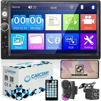 Carcemy Autoradio met Bluetooth voor alle auto's - USB & Aux - Handsfree bellen - Mirrorlink - Met ingebouwde Microfoon - Inclusief 8 Led Achteruitrijcamera