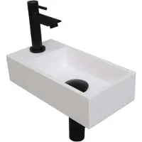 Ink Versus Fonteinpack - Links - Polystone Glans Wit - Toebehoren Zwart - 8718835049164 - Rechthoekig - Wastafels, Fonteinen, Vrijhangende Fonteinen