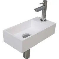 Ink Fonteinset versus 36x18x9 cm polystone glans wit met kraangat rechts chroom