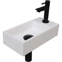 Ink Versus Fonteinpack - Rechts - Polystone Glans Wit - Toebehoren Zwart - 8718835049218 - Rechthoekig - Wastafels, Fonteinen, Vrijhangende Fonteinen