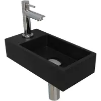 Ink Versus Fonteinpack - Links - Quartz Zwart - Toebehoren Chroom - 8718835039844 - Rechthoekig - Wastafels, Fonteinen, Vrijhangende Fonteinen