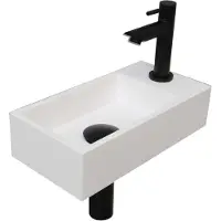 Ink Fonteinset Versus 36x18x9 cm Polystone Mat Wit Met Kraangat Rechts Mat Zwart