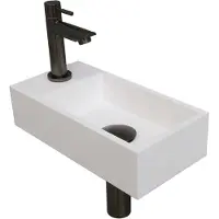 Ink Versus Fonteinpack - Links - Polystone Mat Wit - Toebehoren Gunmetal - 8718835105983 - Rechthoekig - Wastafels, Fonteinen, Vrijhangende Fonteinen