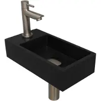 Ink Fonteinset Versus 36x18x9 cm Quartz Zwart Met Kraangat Links Brushed Nickel