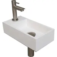Ink Fonteinset Versus 36x18x9 cm Polystone Mat Wit Met Kraangat Links Brushed Nickel