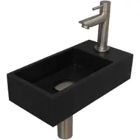 Ink Fonteinset Versus 36x18x9 cm Quartz Zwart Met Kraangat Rechts Brushed Nickel