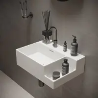 Ideavit Fontein soliddual 1.0 50x36x15.5 cm solid surface met opbergruimte rechts mat wit