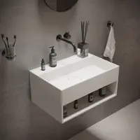 Ideavit Fontein solidbliss 60x40x28 cm solid surface handdoek opberg mogelijkheid mat wit