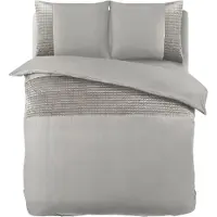 Sleeptime Dekbedovertrek Velvet Band - Sand/Grijs 140 x 200/220 cm