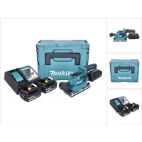 Makita DBO 382 RTJ Akku Schwingschleifer 18 V 93 x 185 mm Brushless + 2x Akku 5,0 Ah + Ladegerät +