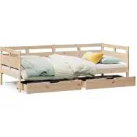 vidaXL Slaapbank met lades 90x190 cm massief grenenhout